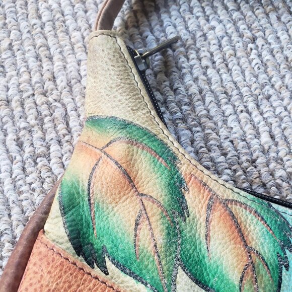 Anuschka Hobo Shoulder Bag w/ Wallet Hand Painted Leather Purse Butterfly - Picture 10 of 14